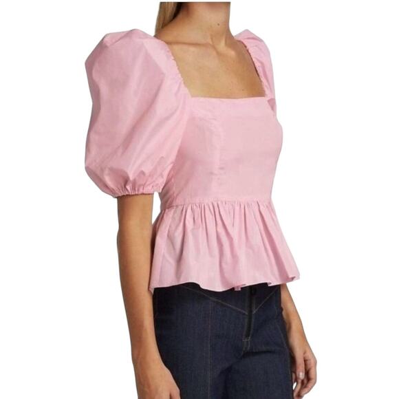 cinq a sept Tops - Cinq a Sept Maura Puff-Sleeve Square Neck Top Cameo Pink - S